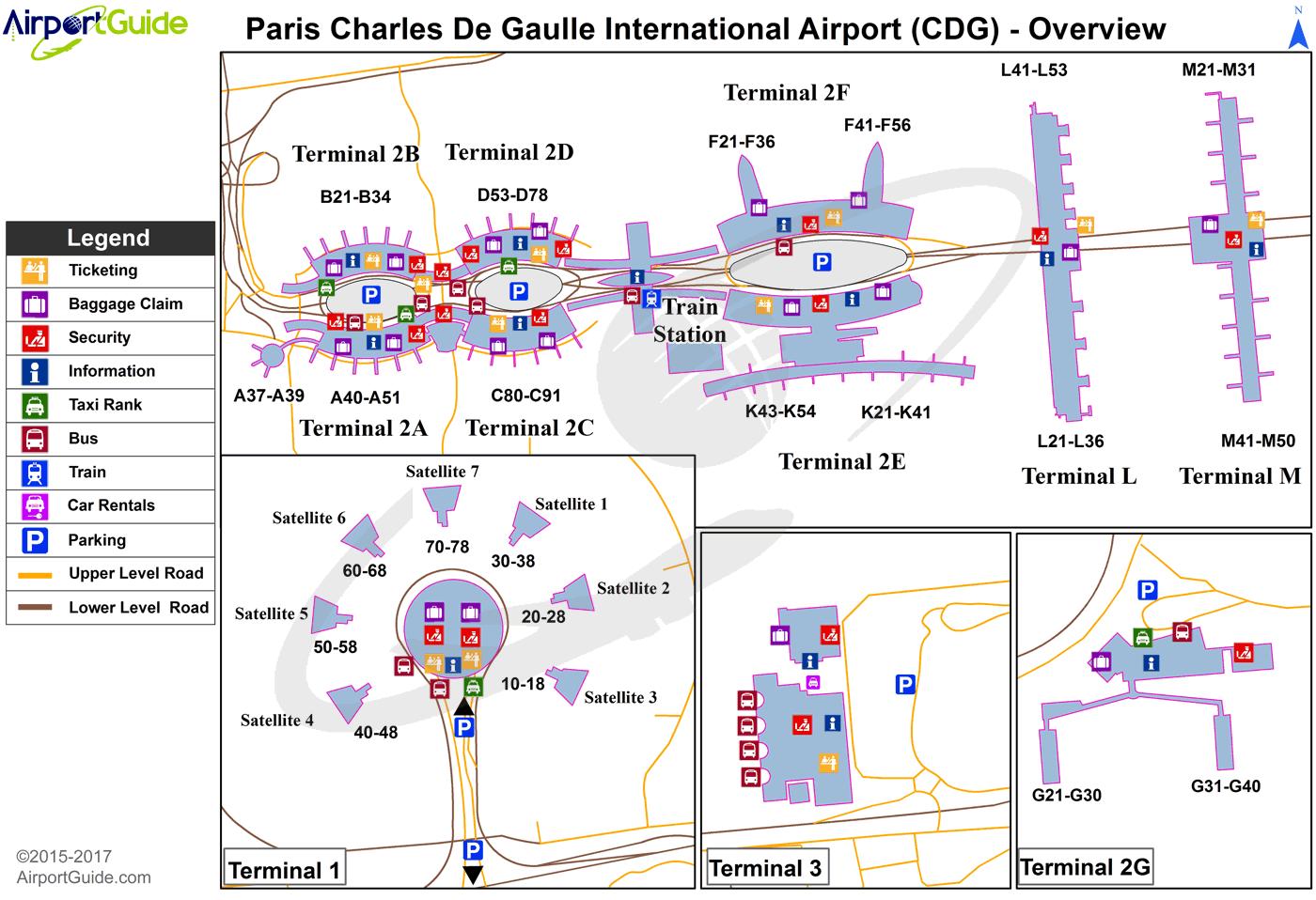 Cdg Airport Terminal Kort - Charles De Gaulle Lufthavn, Terminal Kort ...