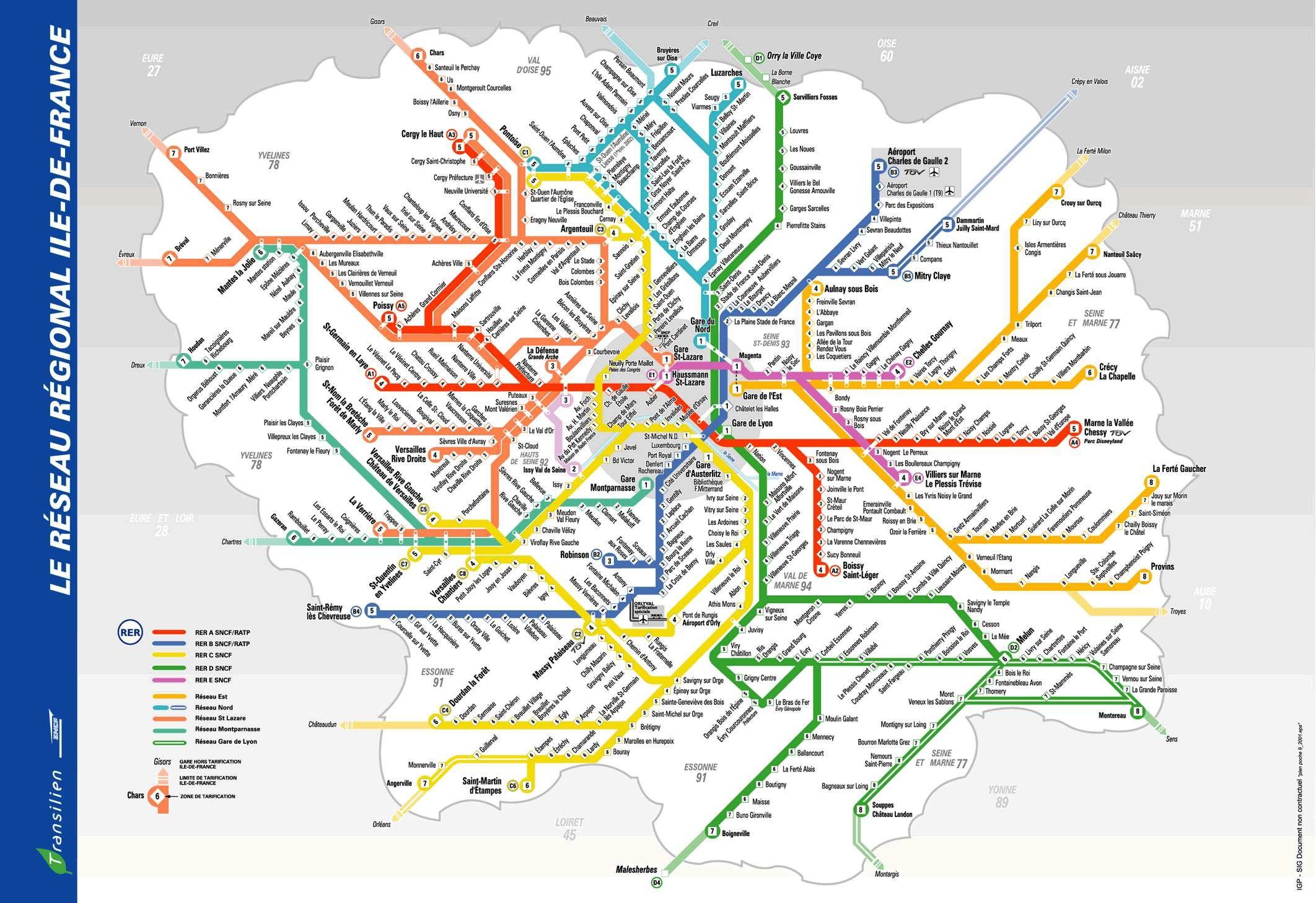 Offentlig Transport I Paris Frankrig Kort - Kort Over Paris Transport ...