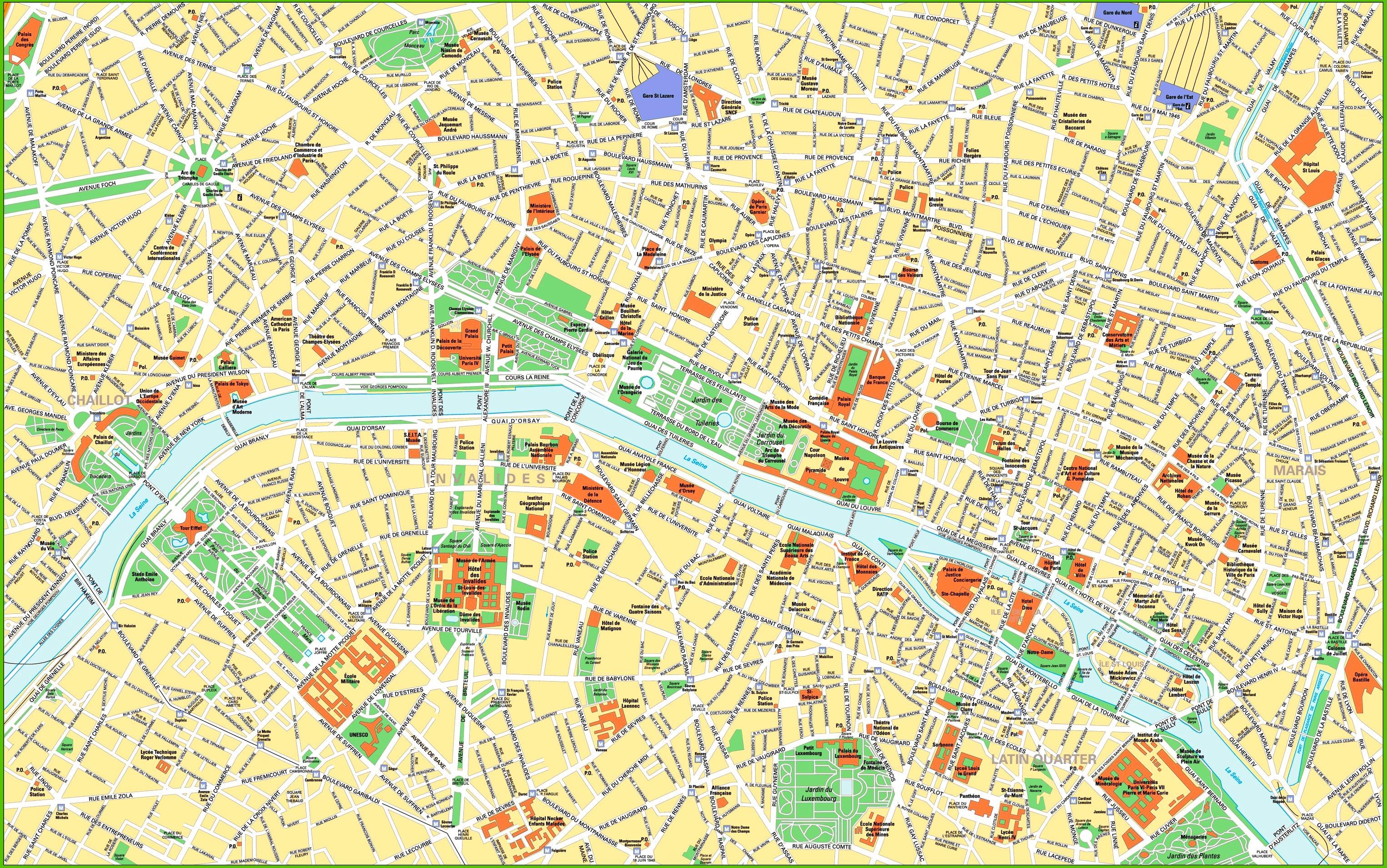 kort over paris centrum Paris City Center Map Kort Over Paris Sevaerdigheder I Centrum Af Byen Ile De France France kort over paris centrum